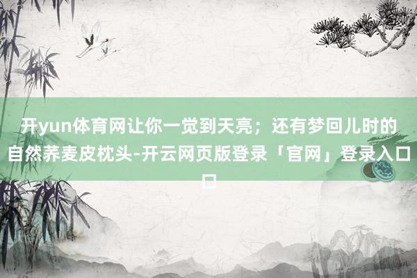 开yun体育网让你一觉到天亮；还有梦回儿时的自然荞麦皮枕头-开云网页版登录「官网」登录入口